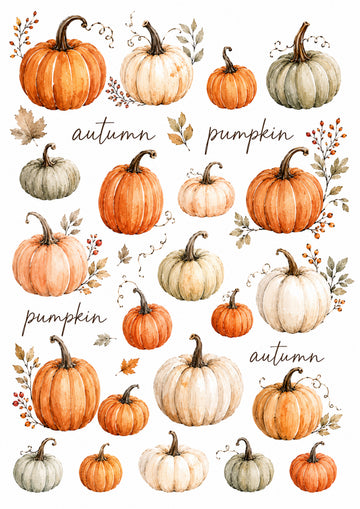 Reispapier Decoupage Watercolor Pumpkins A4 25-30 g/m² 1 Bogen