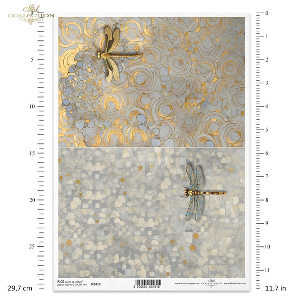 Reispapier Klimt Libellen Art Nouveau A4 30-35g/m² 1 Bogen