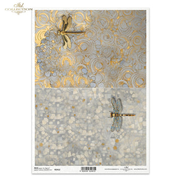 Reispapier Klimt Libellen Art Nouveau A4 30-35g/m² 1 Bogen