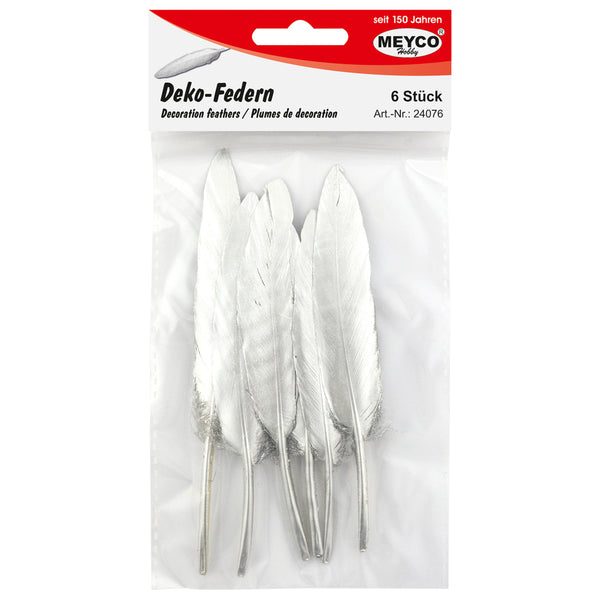 Deko-Federn metallic 6 Stück