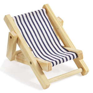Deko Liegestuhl Miniatur blau weiß 15cm aus Holz und Stoff 1 Stück