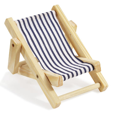 Deko Liegestuhl Miniatur blau weiß 15cm aus Holz und Stoff 1 Stück