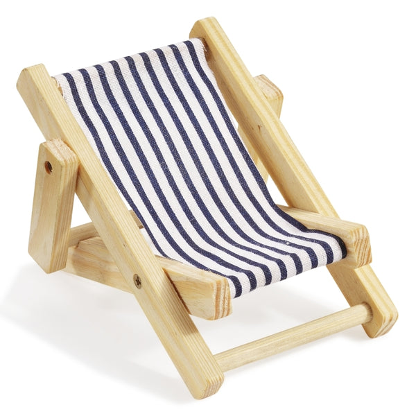 Deko Liegestuhl Miniatur blau weiß 15cm aus Holz und Stoff 1 Stück