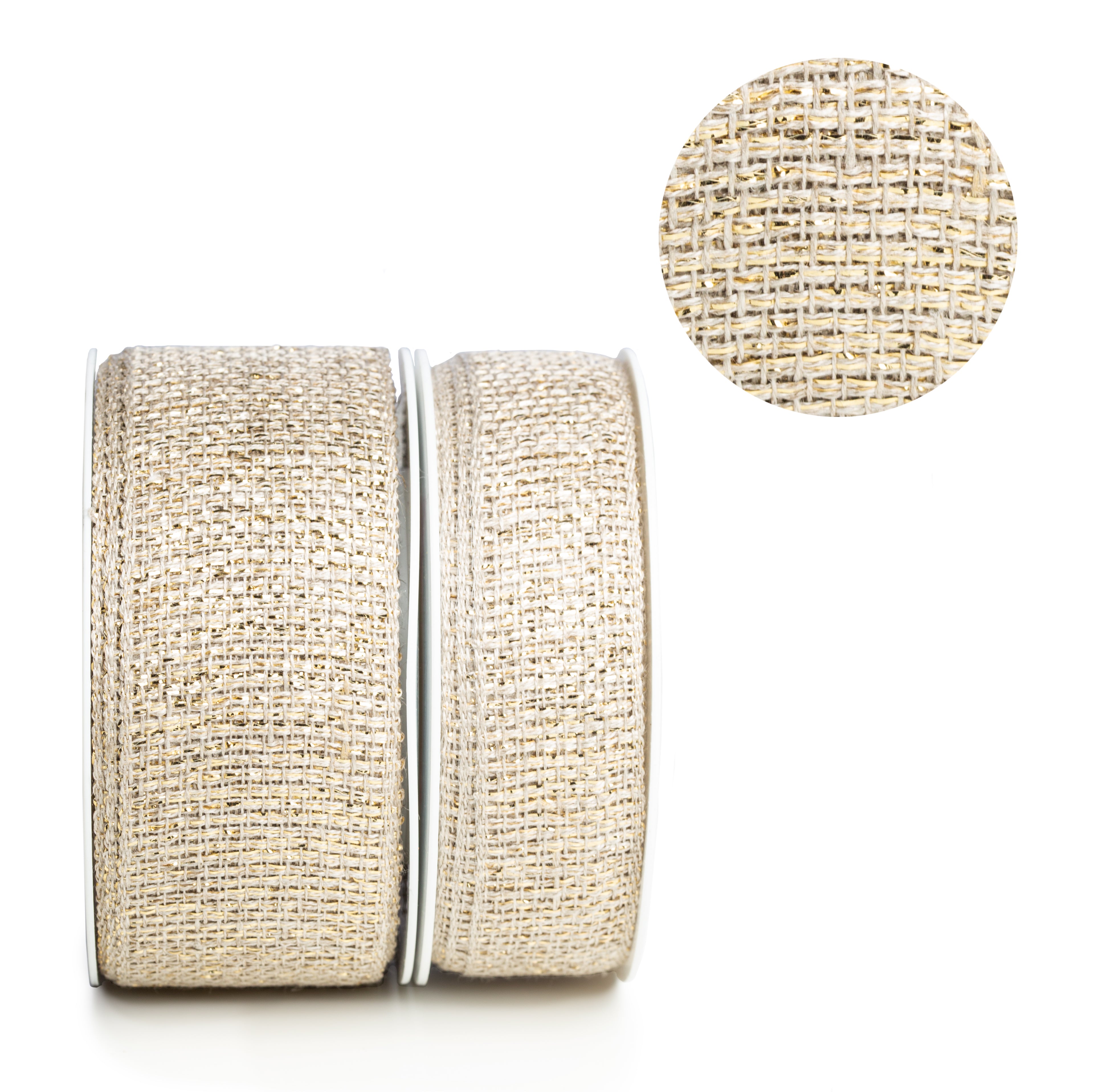 Dekoband Glitter natur gold 10m