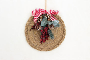 Massiver Kreis aus Holz und Jute 21,8x1cm