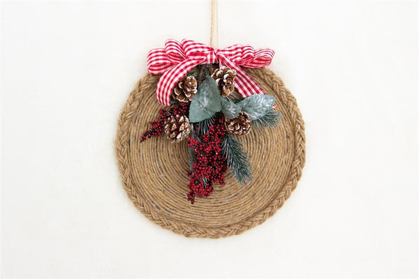 Massiver Kreis aus Holz und Jute 21,8x1cm