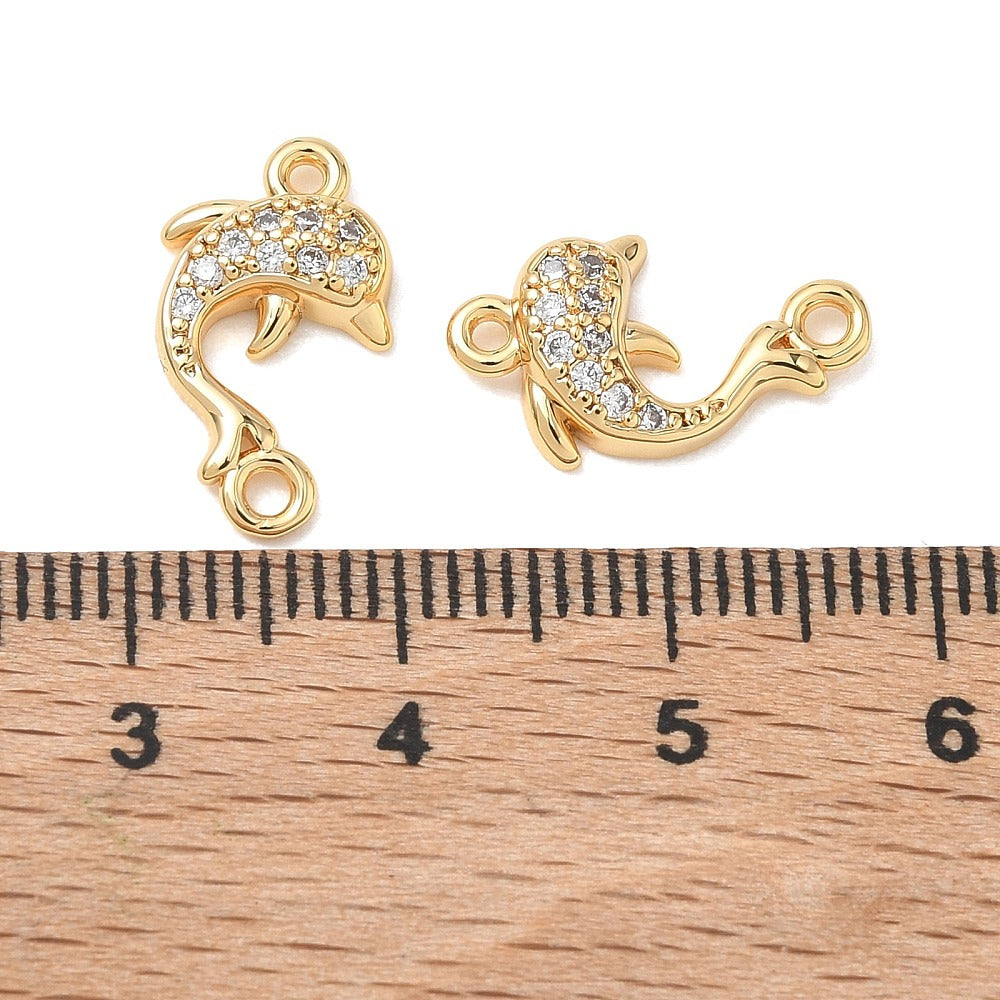 Delfin-Zwischenteil Connector Charm mit Zirkonia 15,5x9,5mm 1 Stück