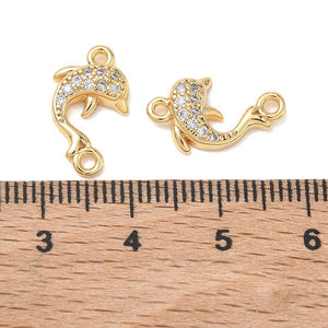 Delfin-Zwischenteil Connector Charm mit Zirkonia 15,5x9,5mm 1 Stück