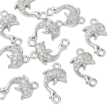 Delfin-Zwischenteil Connector Charm mit Zirkonia 15,5x9,5mm 1 Stück