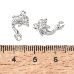 Delfin-Zwischenteil Connector Charm mit Zirkonia 15,5x9,5mm 1 Stück
