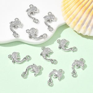 Delfin-Zwischenteil Connector Charm mit Zirkonia 15,5x9,5mm 1 Stück