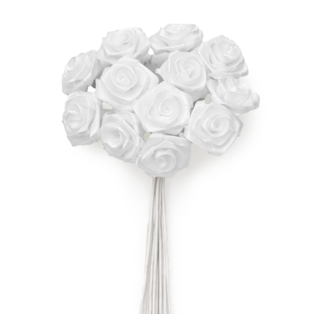 Diorröschen weiß 14mm 12 Stück/Bund