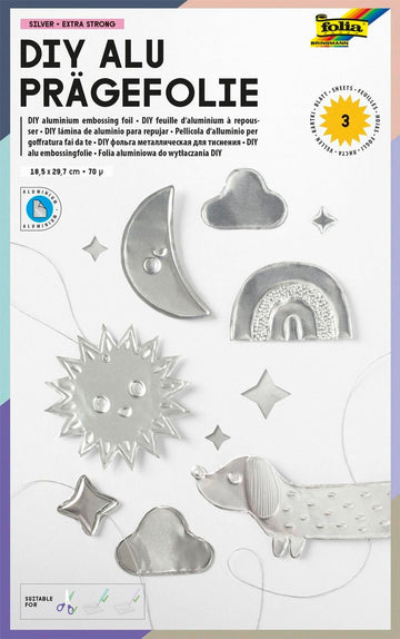 DIY Alu-Prägefolie SILBER extra strong 70µ 18,5x29,7cm 3 Blatt
