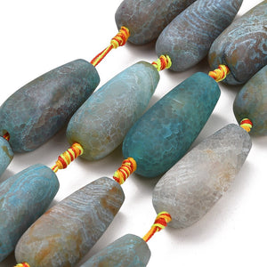 Achat Perle Dragon Veins Tropfen matt blau-braun 43 x 20 mm Bohrung 2-3 mm 1 Stück