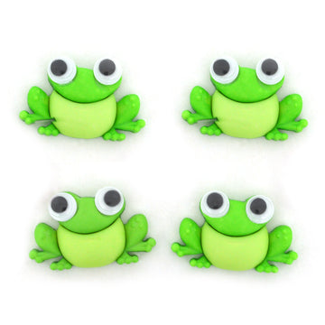 Dress it up Knöpfe Happy Frogs 2x3cm 4 Stück