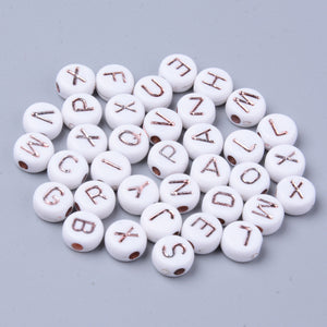 Buchstabenperlen Mix 7x3,5mm weiß-roségold 150 Stück