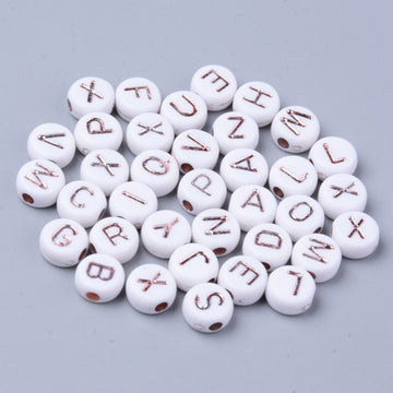 Buchstabenperlen Mix 7x3,5mm weiß-roségold 150 Stück