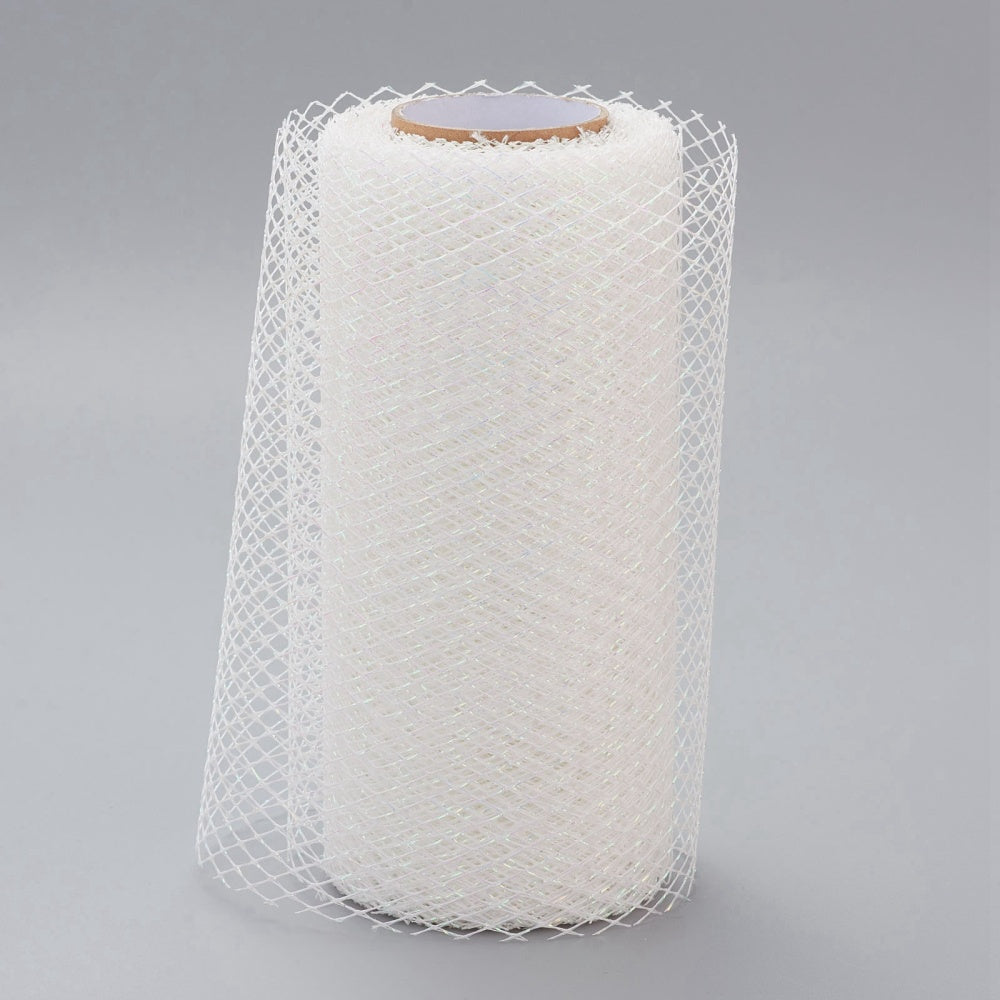 Mesh Gitterband Netzband Weiß irisierend 15cm 9m
