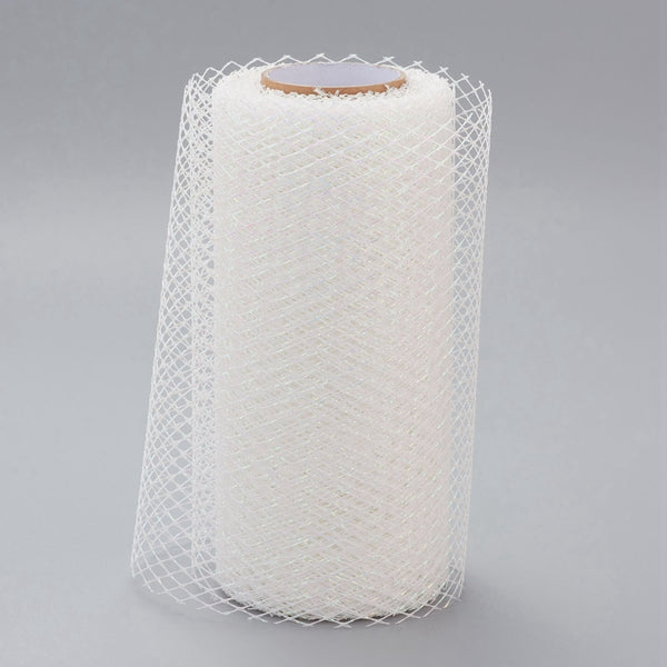 Mesh Gitterband Netzband Weiß irisierend 15cm 9m
