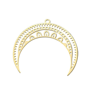 Edelstahl Anhänger Halb-Mond mit Ornamenten gold 31x34mm 1 Stück