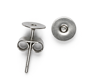 Edelstahl Ohrstecker Rohling 6mm Platte 2 Paar / 4 Stück