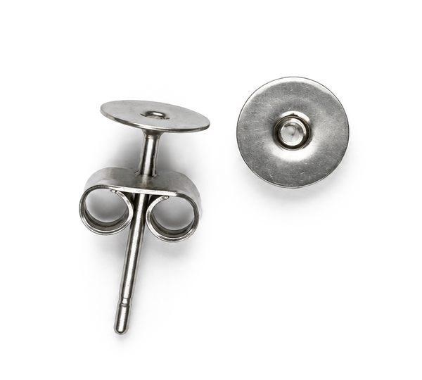 Edelstahl Ohrstecker Rohling 6mm Platte 2 Paar / 4 Stück