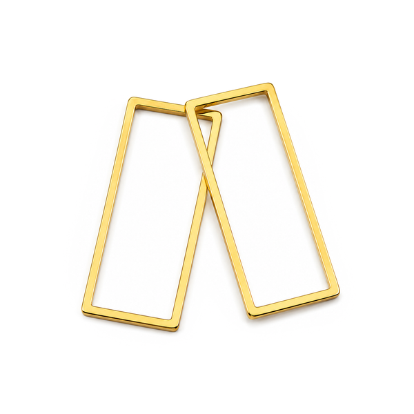 Edelstahl Rechtecke golden 26x13mm 2 Stück