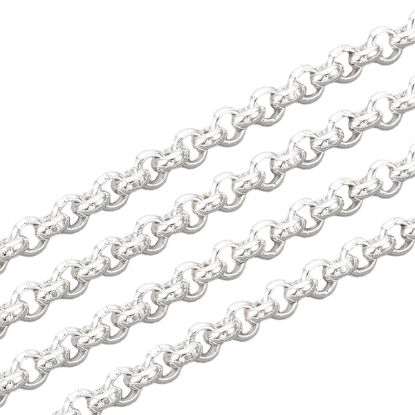 Edelstahlkette 304 mit runden Kettengliedern silberfarbig ungescheißt 4x1,5 mm 1m