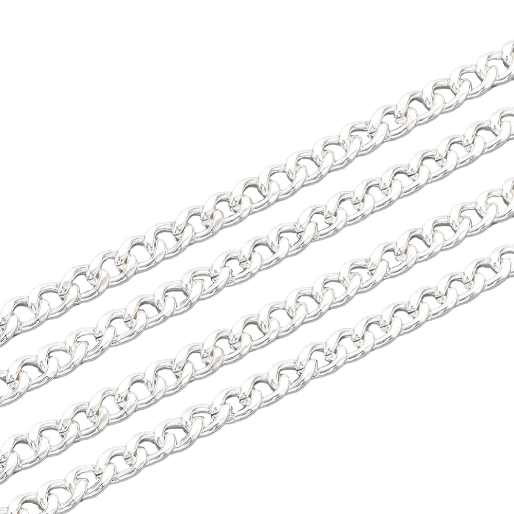 Kette aus Edelstahl 304 gedrehte ungeschweißt versilbert 4,5 x 3 x 0,8mm 1m