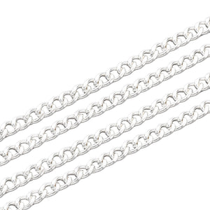 Kette aus Edelstahl 304 gedrehte ungeschweißt versilbert 4,5 x 3 x 0,8mm 1m