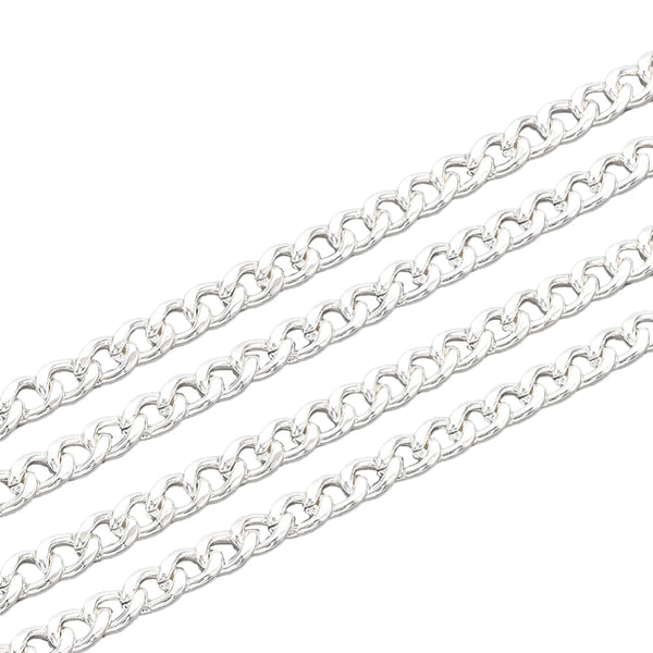 Kette aus Edelstahl 304 gedrehte ungeschweißt versilbert 4,5 x 3 x 0,8mm 1m