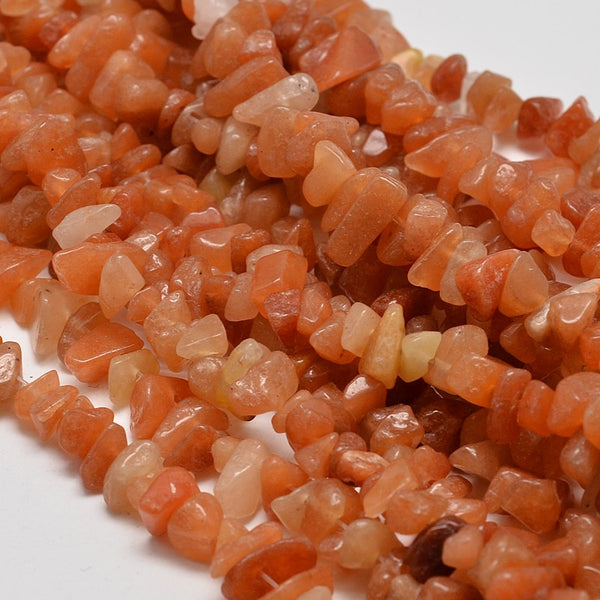 Aventurin Edelsteinsplitter-Kette rot 7-10mm Lochbohrung 1mm 80cm