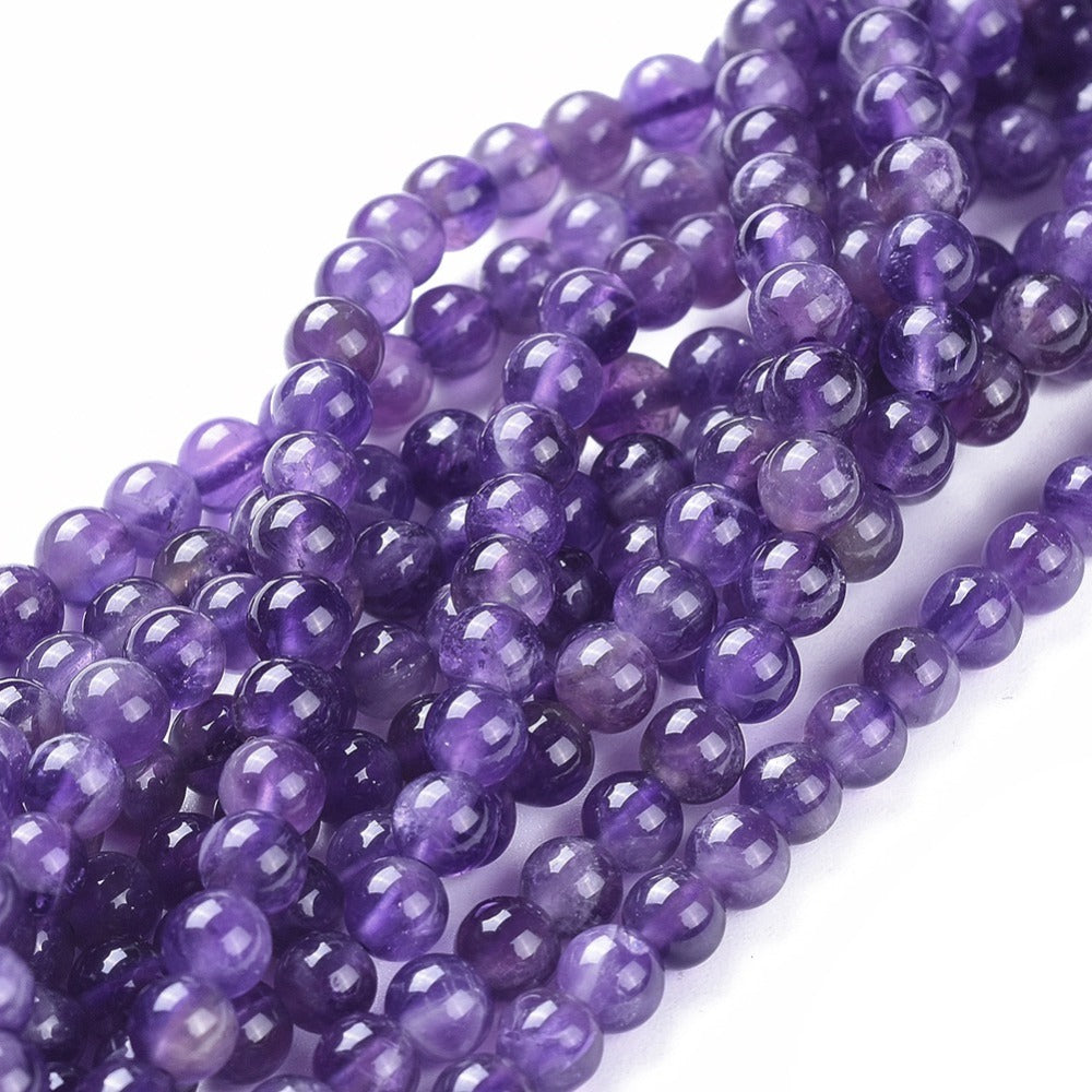 Edelstein-Perlen Amethyst rund 4mm 89 Stück/Strang