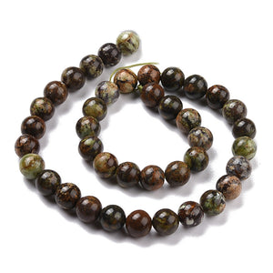Grüner Opal natürlich Edelsteinperlen 10mm rund 1 Strang 40cm 40Stück