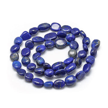 Edelsteinperlen Strang Lapis Lazuli dunkelblau oval 6–10x4–7mm Bohrung 1mm ca 43–62 Stück 40cm