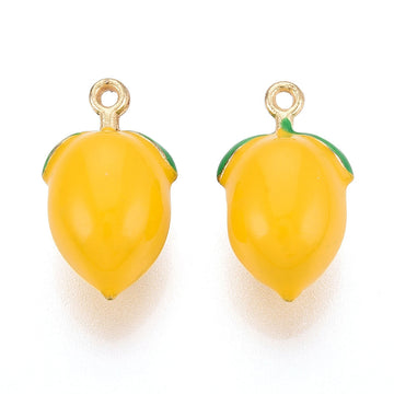 Emaille Zitronen-Anhänger Charm mit Öse gold gelb 18,5x11mm 1 Stück