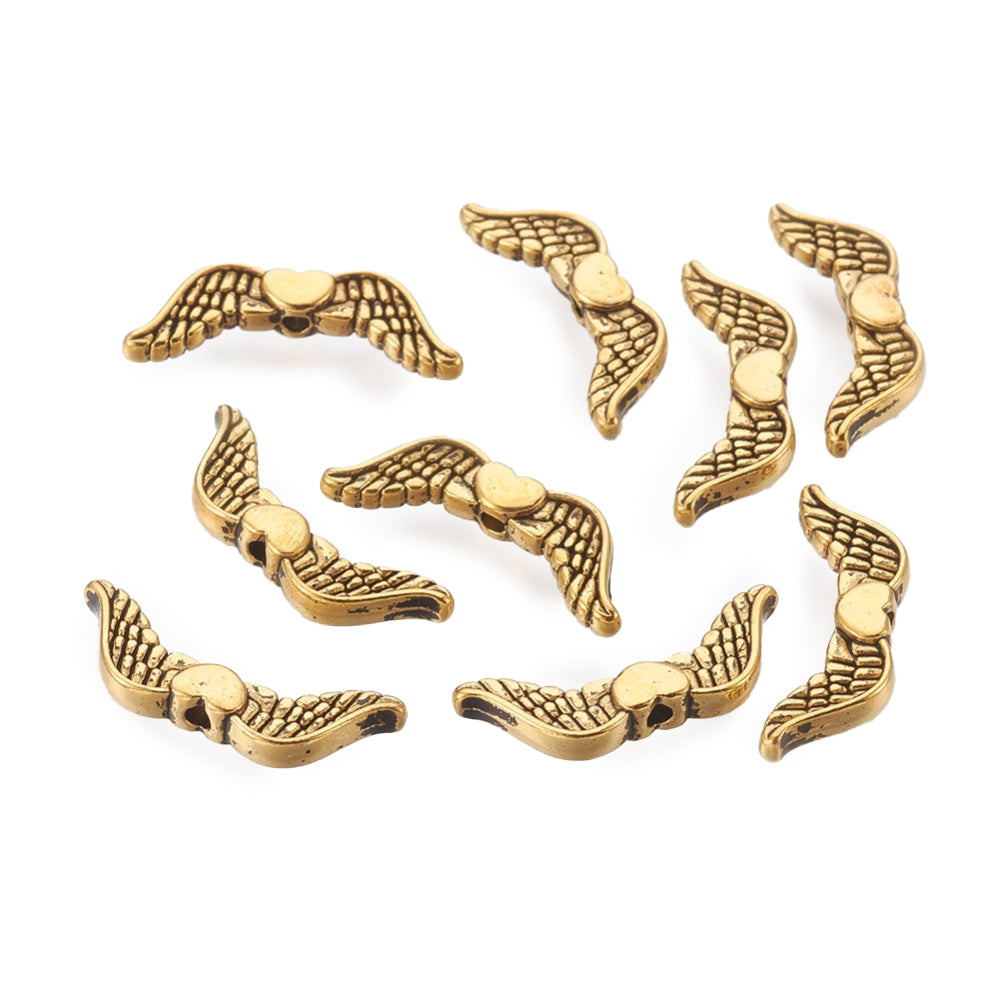 Metall Engelflügel mit Herz klein 20x7mm 30 Stück/Verpackung