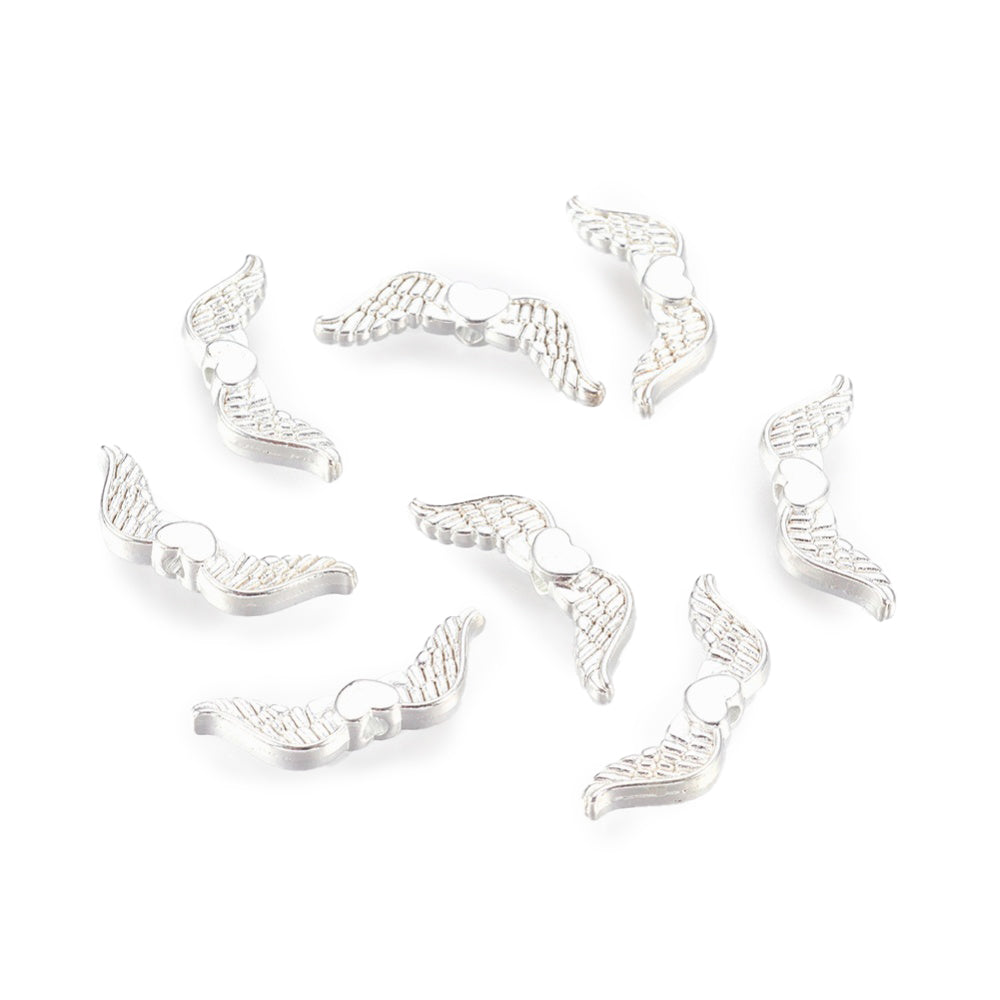 Metall Engelflügel mit Herz klein 20x7mm 30 Stück/Packung