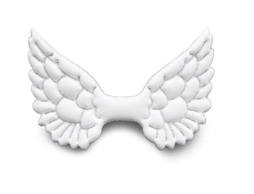 Engelflügel glänzend embossed Stoff weiß 30x50x1,5mm 6 Stück