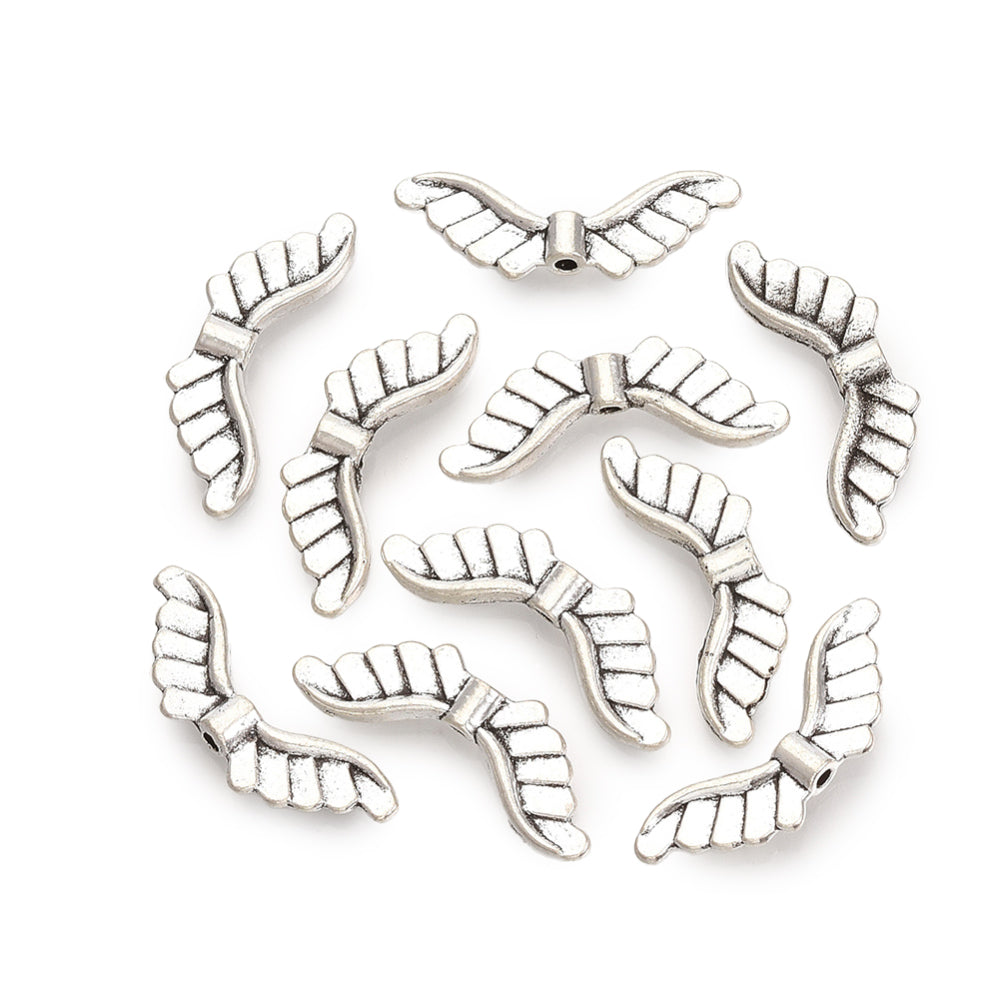Engelflügel antiksilber aus Metall 8,5x24x3mm 10 Stück