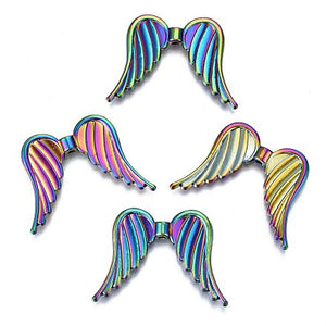Engelflügel Regenbogen multicolor 25x35x4mm 2 Stück