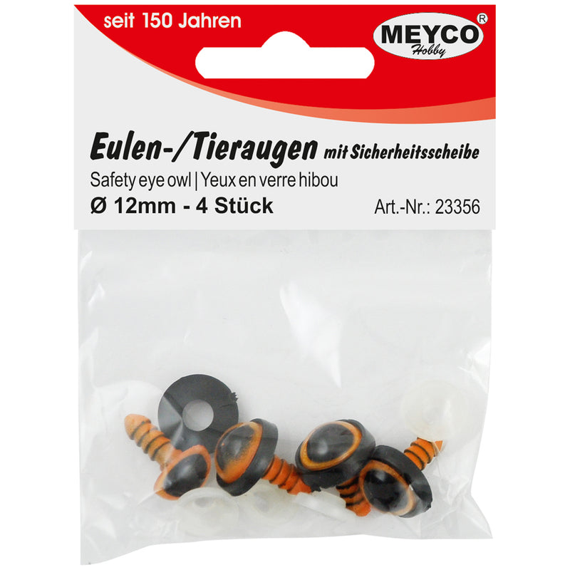 Eulen-Tieraugen mit Sicherheitsscheibe Ø12mm 4 Stück