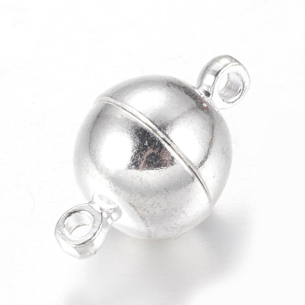Magnetverschluss Kugel Metall silberfärbig 10mm 3 Stück