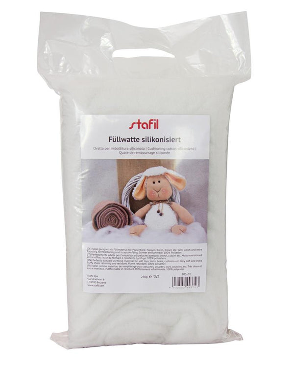 Füllwatte silikonisiert 250g weiß, 100% Polyester