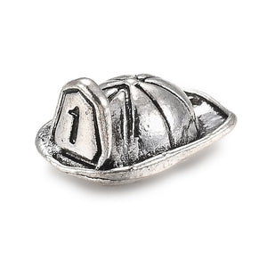 Feuerwehrmann-Helm Anhänger aus Metall silberfarben antik 18,5×14mm 1 Stück