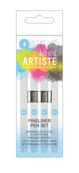 Docraft Artiste Finliner Pen Set schwarz 0,05-0,5mm 4 Stifte