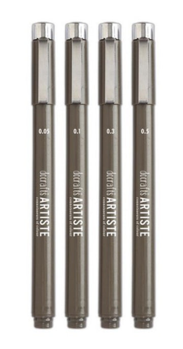 Docraft Artiste Finliner Pen Set schwarz 0,05-0,5mm 4 Stifte