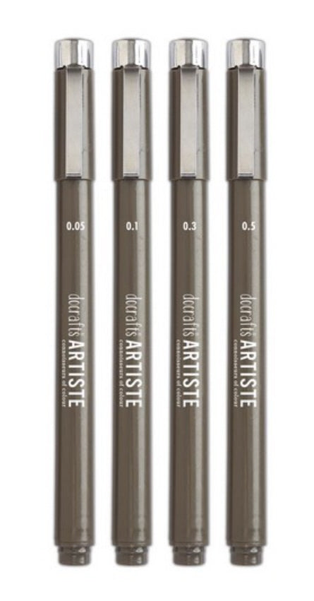 Docraft Artiste Finliner Pen Set schwarz 0,05-0,5mm 4 Stifte