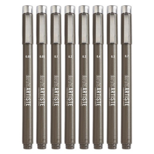 Artiste Fineliners schwarz Feder 0,05- 0,7mm 8 Stück