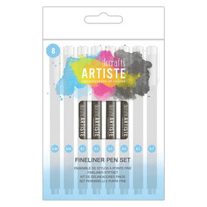 Artiste Fineliners schwarz Feder 0,05- 0,7mm 8 Stück